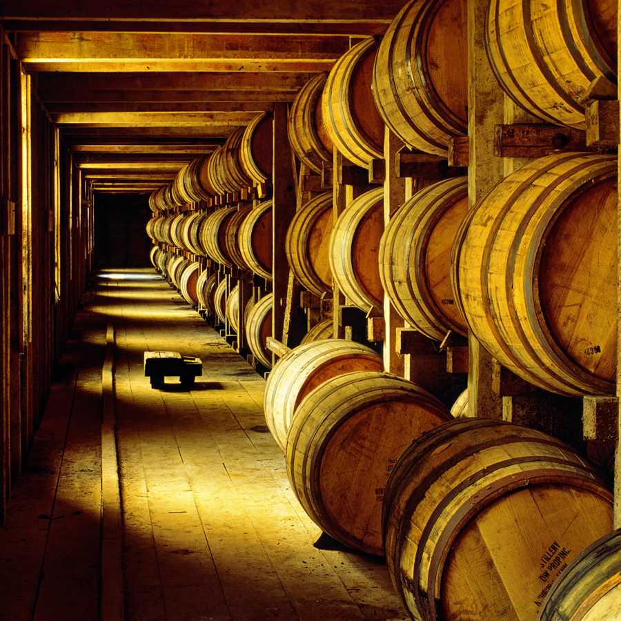 Barrels ageing at a distillery in Tennessee