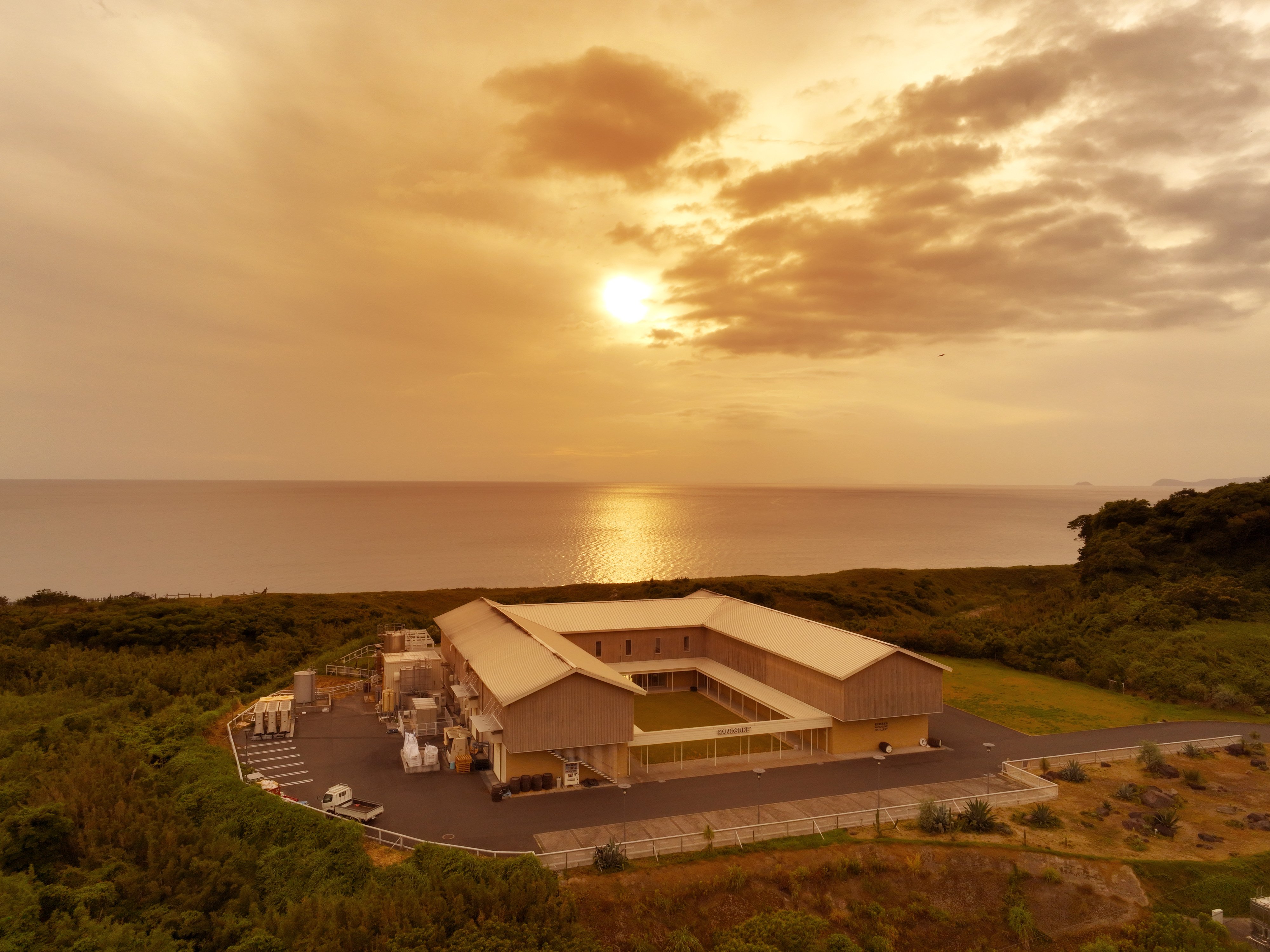 Kanusoke distillery with sea in background