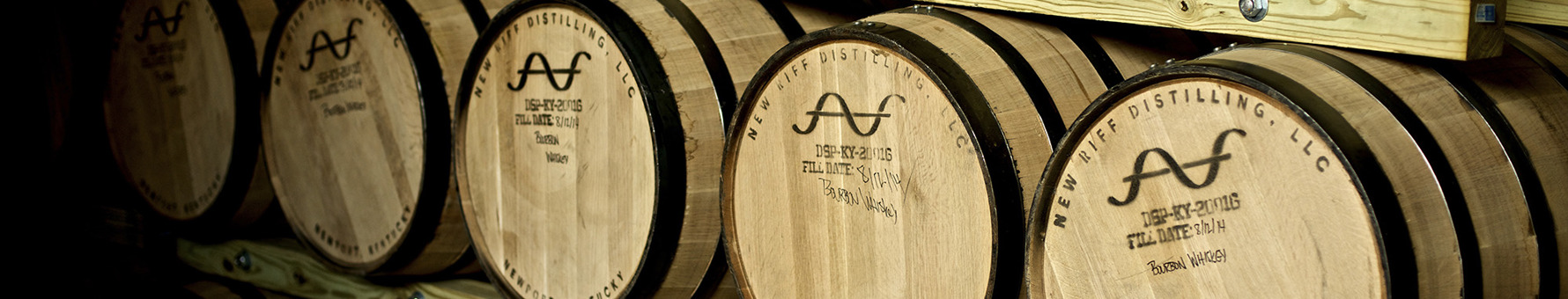 Barrels in the cellar at New Riff's distillery