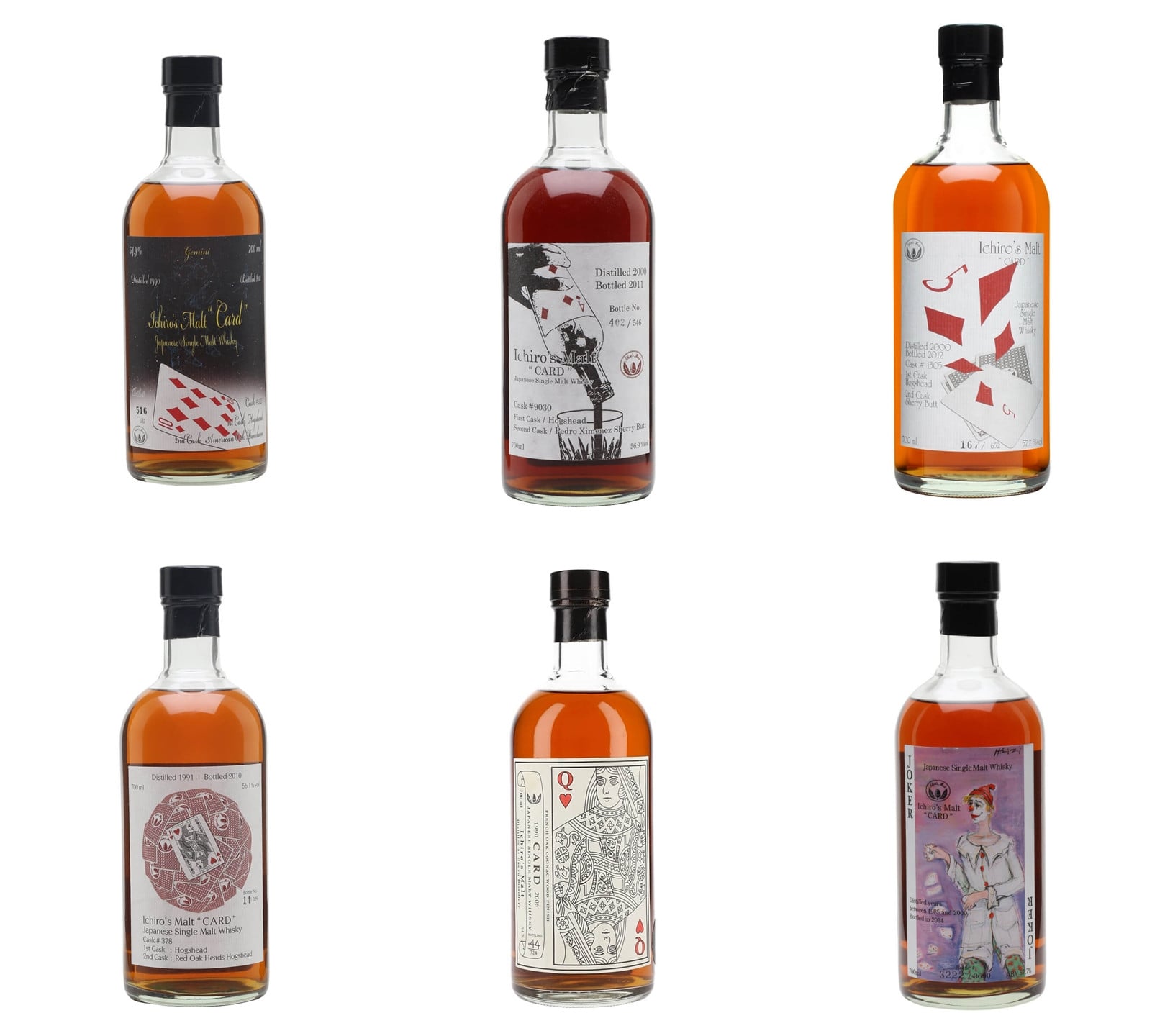 A selection of Hanyu cards, showing off some of the different styles of labels released over the years
