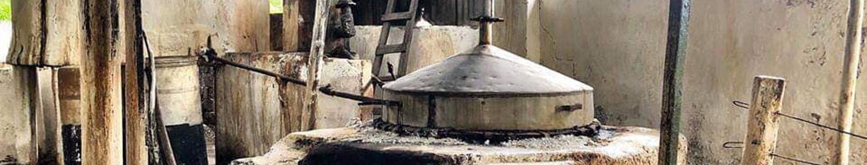 A traditional pot still in a Haitian gildive