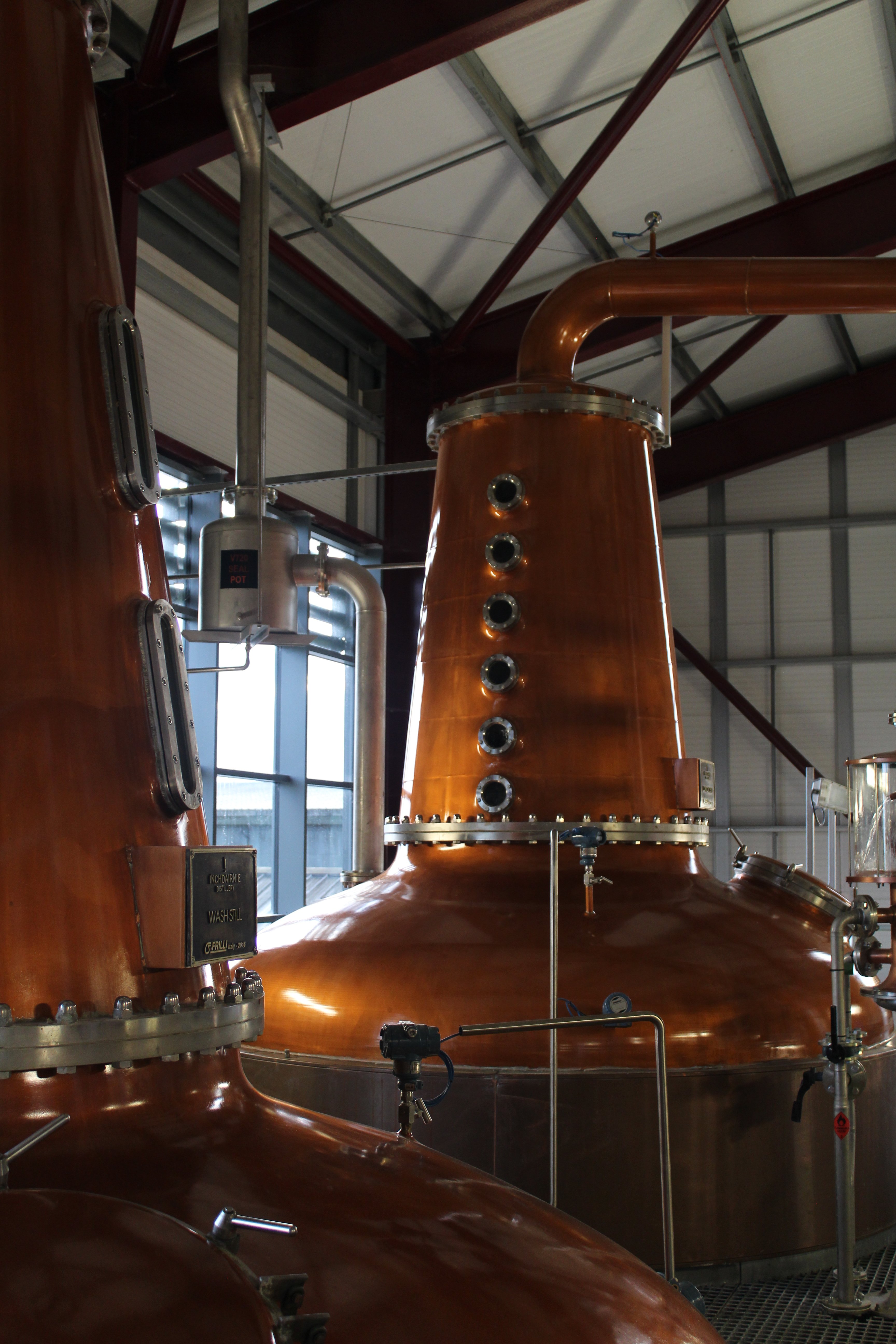 The Lomond stills used to make rye whisky at InchDairnie