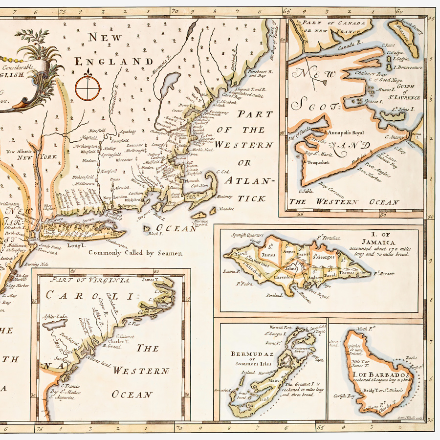 A map of the Colonial Caribbean from the early 18th century.